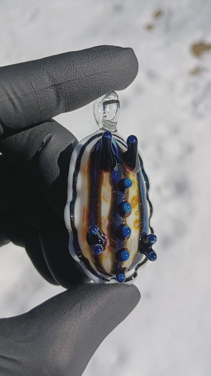 Handmade Glass Sea Slug Pendant | Nudibranch Ocean Art Necklace | Saltwater Reef Borosilicate Jewelry | Coastal Festival Style