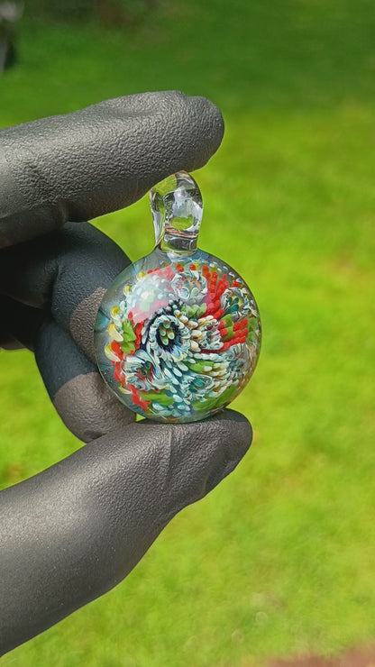 Coral Reef Pendant | Borosilicate Glass Ocean Jewelry | Beach Accessories | Sea Glass Necklace