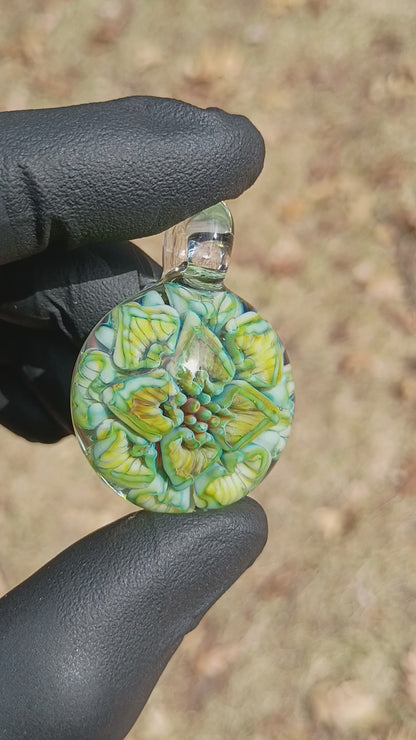 Lotus Chrysanthemum Glass Pendant | Peony Flower Inspired | Handmade Jewelry