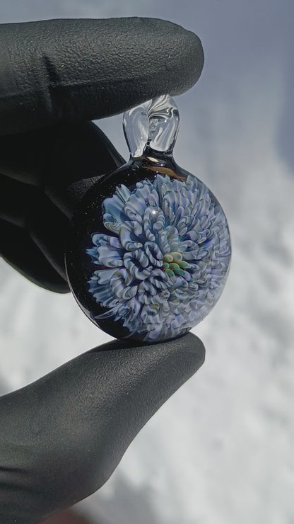 Lotus Bloom | Layered Chrysanthemum Dahlia Pendant | Fantasy Glass Flower Jewelry
