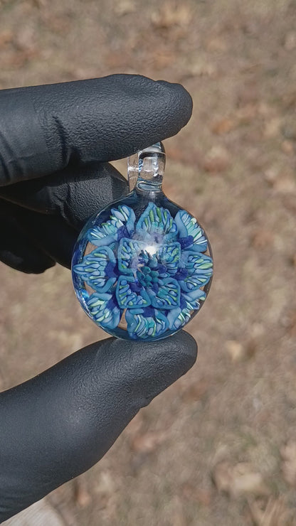 Layered Glass Flower Pendant | Lotus Peony Chrysanthemum | Handmade Jewelry