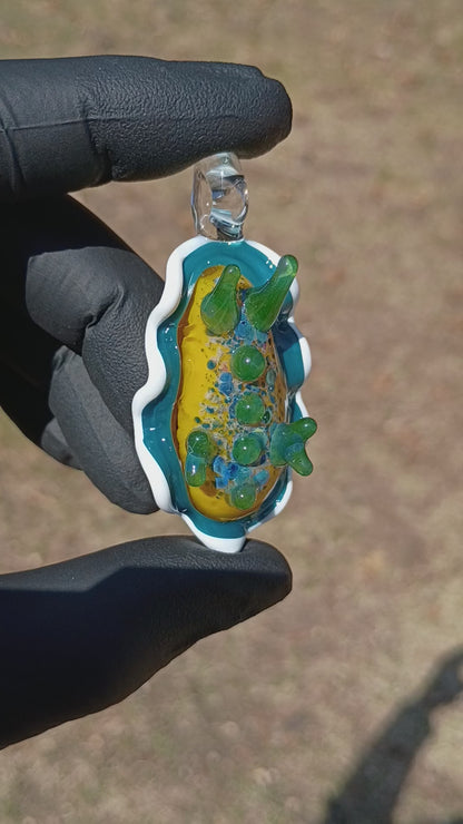 Handblown Nudibranch Glass Pendant | Ocean Inspired Sea Slug Necklace | Tide Pool Jewelry Art for Beach Lovers