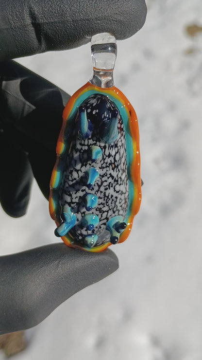 Hand Blown Glass Sea Slug | Nudibranch Pendant Necklace | Ocean Reef Borosilicate Art | Coastal Beach Summer Jewelry