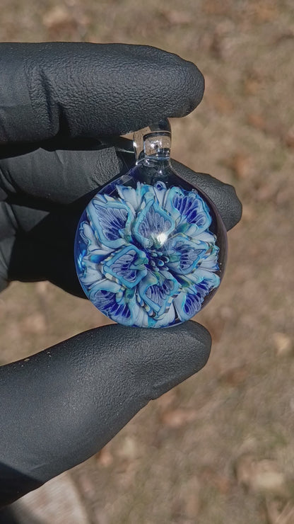 Lotus Chrysanthemum Peony Pendant | Multi Layer Glass Flower | Handmade Jewelry