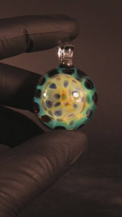 Galactic Honeycomb Pendant | Fumed Borosilicate Glass Necklace | Ethereal Heady Jewelry | Deep Space Art Piece