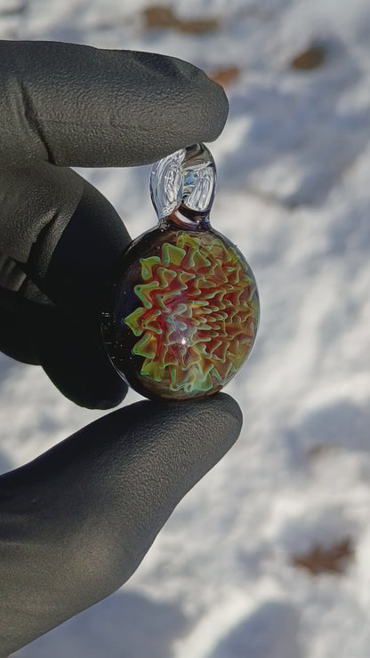 Dahlia Flower Glass Pendant Handmade Necklace Artisan Jewelry Collector Art Gift