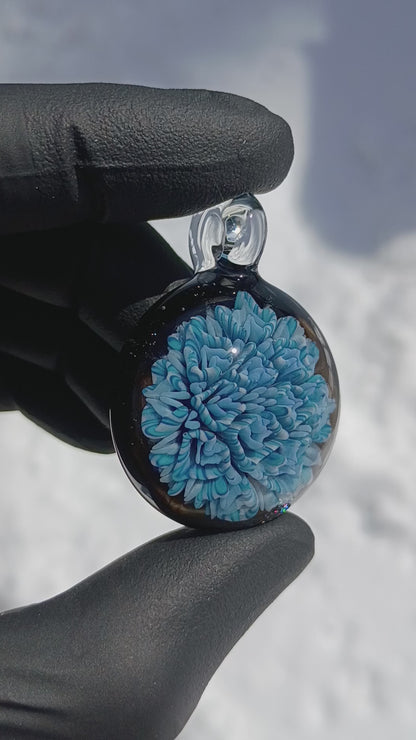 Lotus Dahlia Fusion | Handblown Glass Flower Pendant | Colorful Layered Bloom