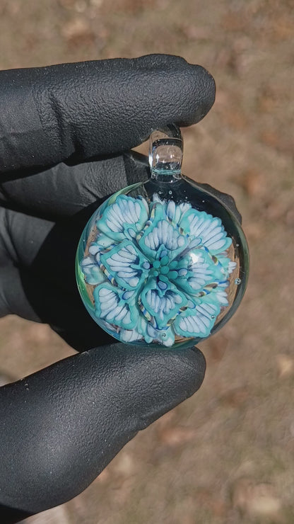 Multi Layer Glass Flower Pendant | Lotus Chrysanthemum Peony | Handmade Jewelry