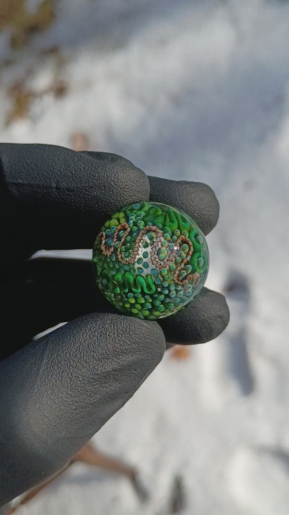 Coral Reef Glass Marble Set | 4-Piece Borosilicate Marble & Pillar Collection | Handblown Ocean Glass Art