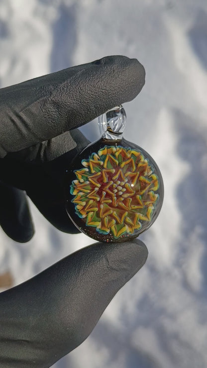Borosilicate Glass Floral Dahlia Necklace | Handmade Pendant | Botanical Jewelry
