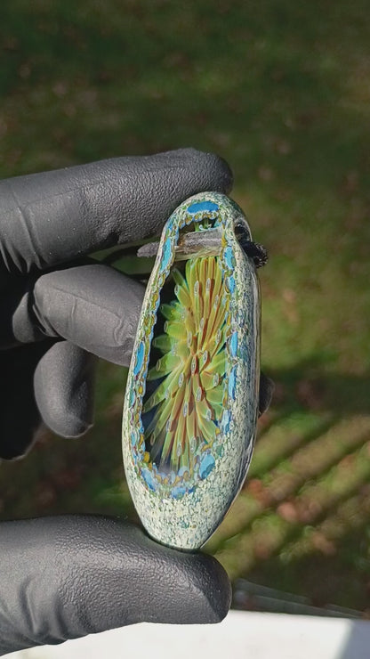 Fractal Bloom Pendant | Geometric Implosion Design | Faceted Glass Gem | Handmade Heady Jewelry Art