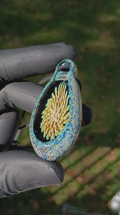 Glass Geode Flower Pendant | Faceted Implosion Art | Forever Bloom in Glass | Handmade Borosilicate Jewelry