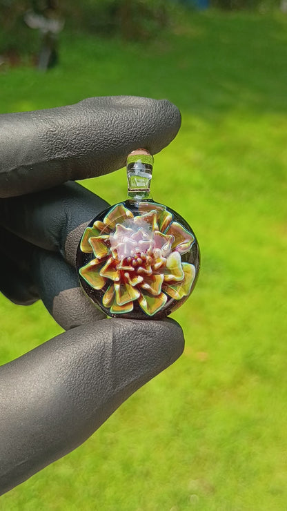 Artisan Glass Pendant | Dahlia Flower Jewelry Necklace | Handblown Statement Piece