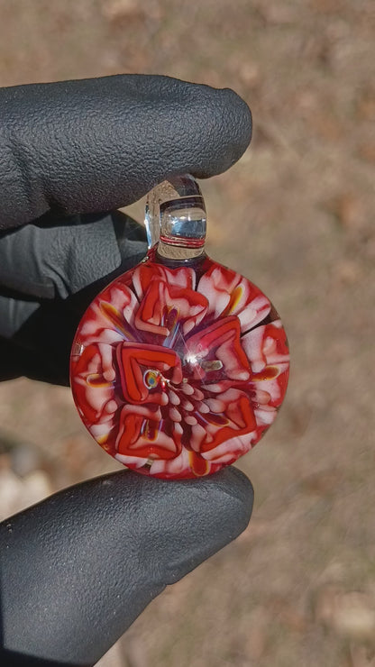Lotus Glass Flower Pendant | Chrysanthemum Peony Design | Handmade Jewelry