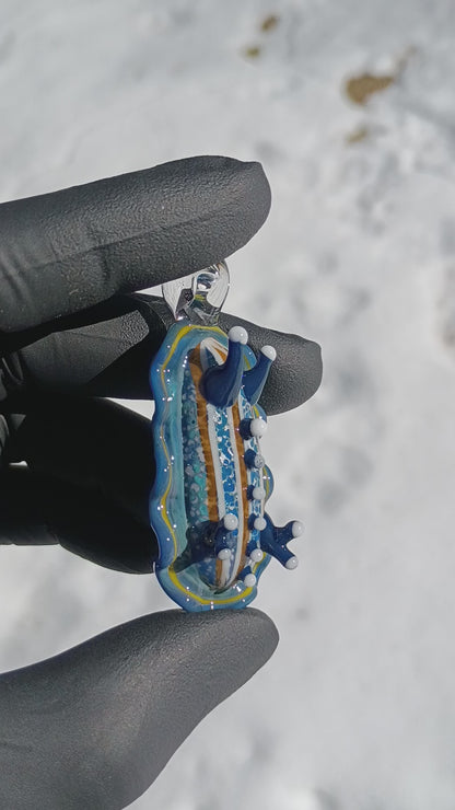 Artistic Glass Nudibranch | Sea Slug Reef Pendant | Ocean Borosilicate Beach Necklace | Coastal Summer Statement Piece