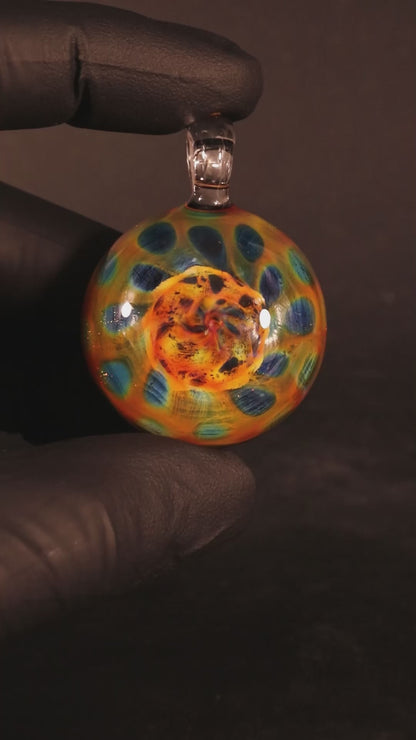 Fumed Borosilicate Honeycomb Necklace | Heady Glass Pendant | Galactic Artisan Jewelry | Ethereal Depth Design