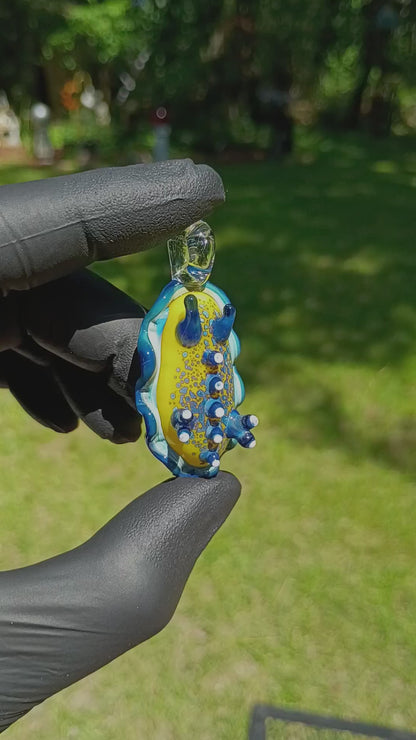 Handblown Nudibranch Glass Pendant | Ocean Inspired Sea Slug Necklace | Tide Pool Jewelry Art for Beach Lovers