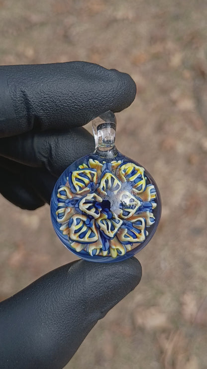 Peony Chrysanthemum Glass Pendant | Lotus Flower Design | Handmade Jewelry