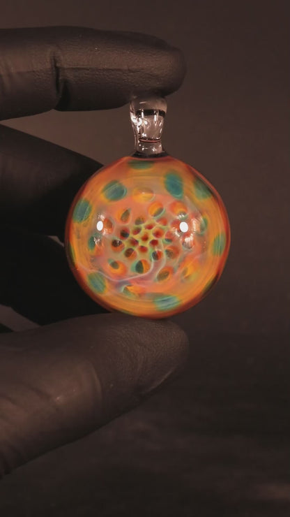Fumed Honeycomb Pendant | Ethereal Borosilicate Glass Necklace | Heady Art Jewelry | Celestial Depth Design