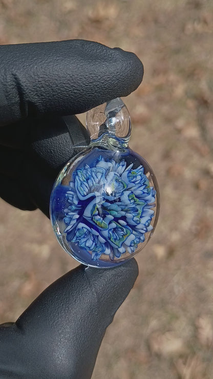 Handmade Glass Flower Pendant | Lotus Chrysanthemum Peony | Layered Design