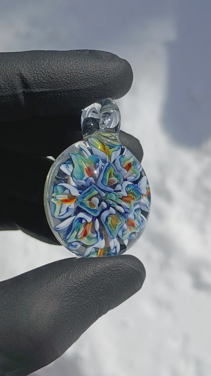 Peony Lotus Whirl | Implosion Floral Glass Pendant | Layered Artisan Jewelry